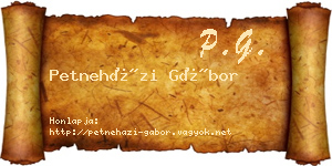 Petneházi Gábor névjegykártya